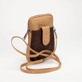 Crossbody Bag in Natural Cork with Brown Panel